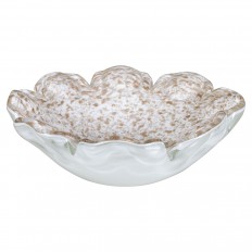 Petite flower form white Murano glass bowl